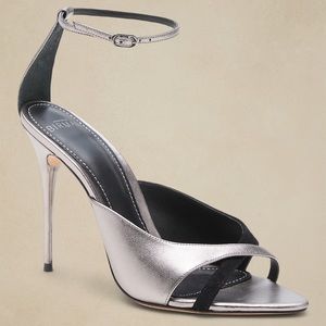 Selena Metallic Leather and Suede Sandals Heels